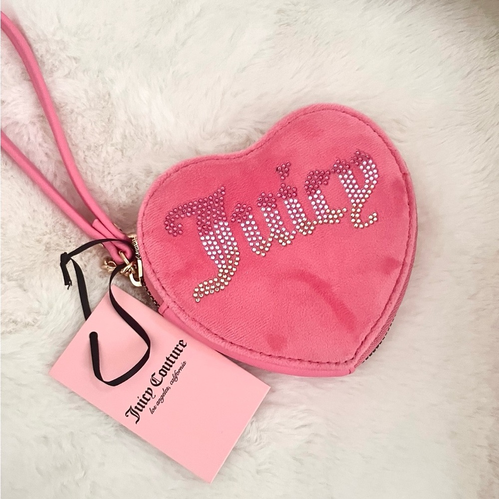 Juicy Couture✨ Pink BLING Velour Heart Wallet